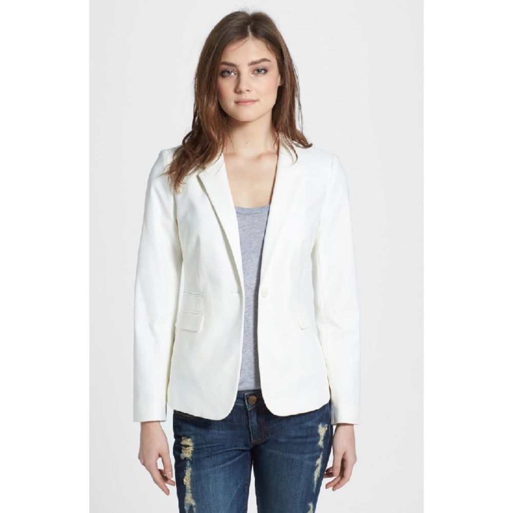 VINCE CAMUTO Stretch Cotton Onebutton Blazer Ivory